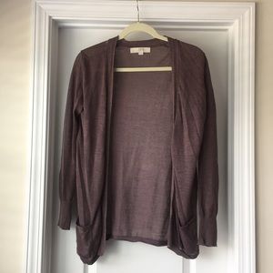 Loft sheer mauve cardigan sweater